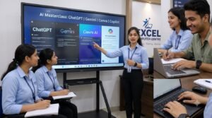 Female trainer explains AI tools ()
